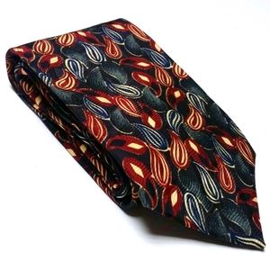 Monsieur Givenchy 100% Silk Neck Tie Paisley Black Red and Blue USA